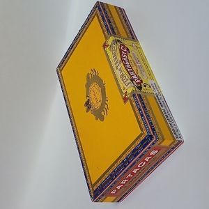 Partagas Empty Yellow Wooden Cigar Box Lift Lid